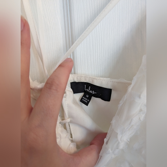 Lulu's Flowery Flirtation White Tulle Lace-Up Mini Dress Size Medium - Picture 4 of 6